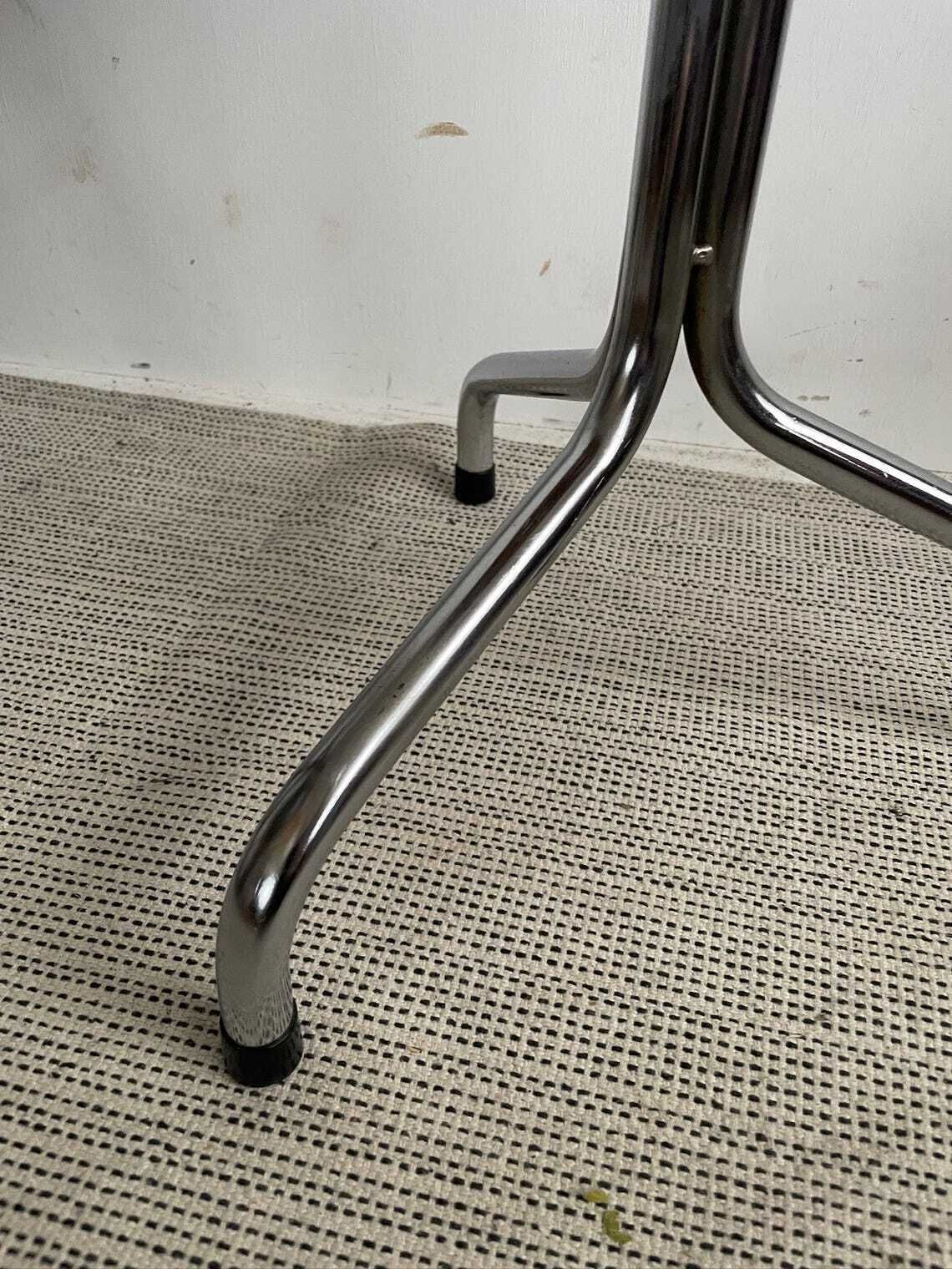 photo furniture Vintage Brabantia Metal Tripod Tubular Steel Stool With Black Vinyl Seat