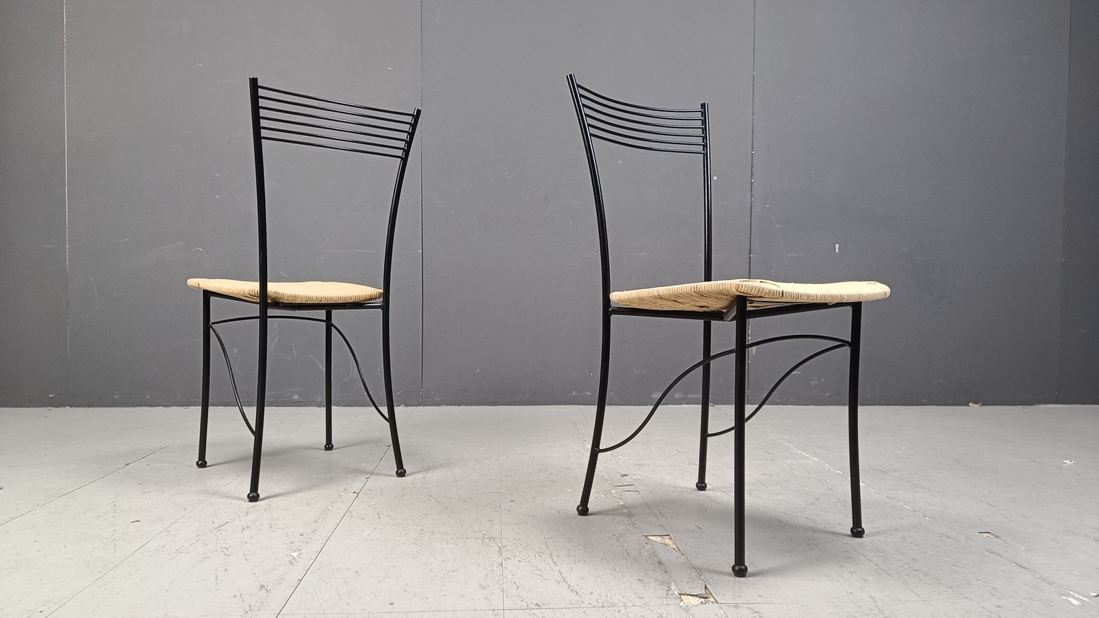 Set Of 6 Italian Metal And Papercord, 1980s photo furniture