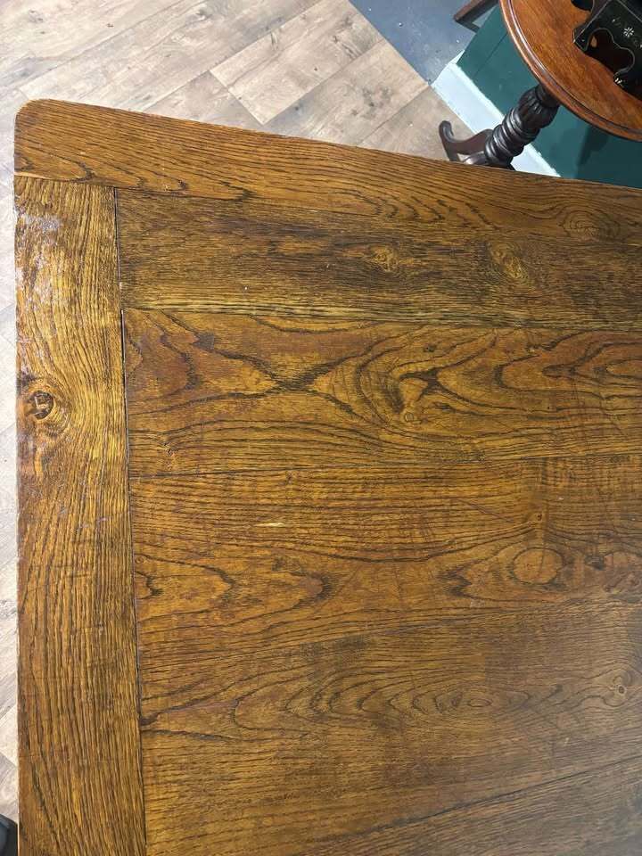 Large Vintage Oak Dining Table photo furniture