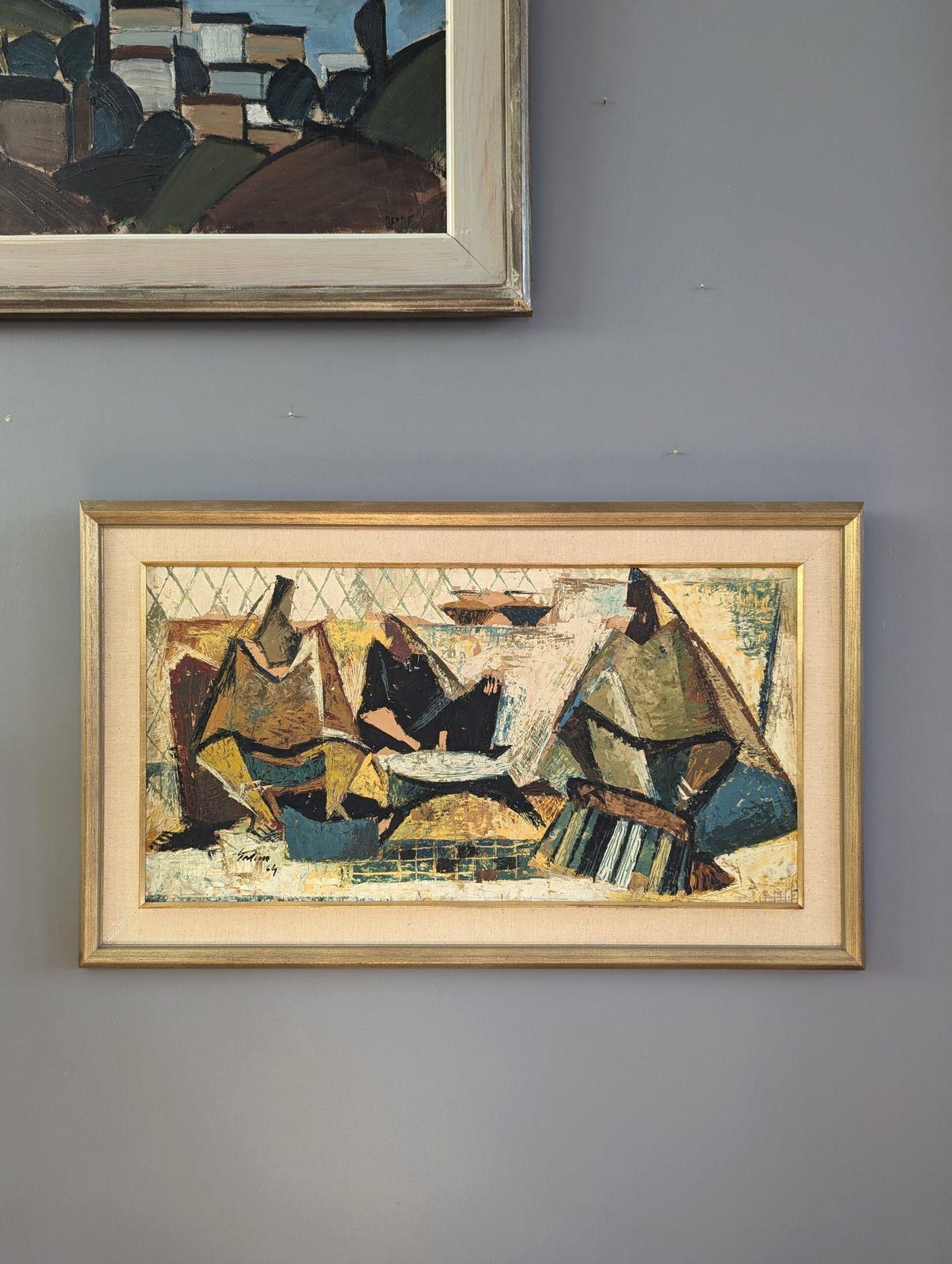 Geometric Gathering Oil Painting photo for sale