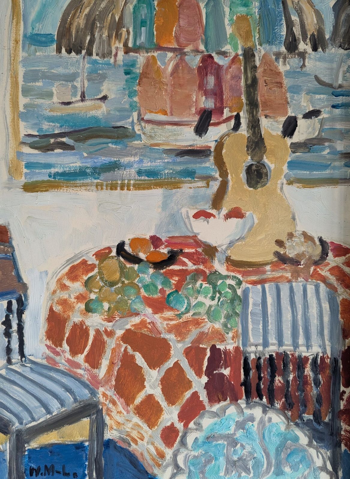 Interior With Oil Painting, Mid 20th Century photo vintage