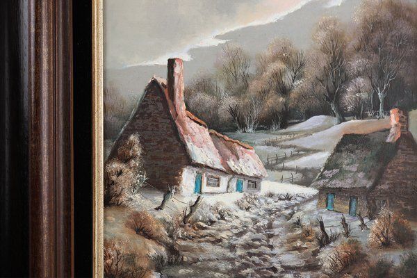 Landscape With Houses, 1950s, Oil On Canvas, Framed photo 622.0