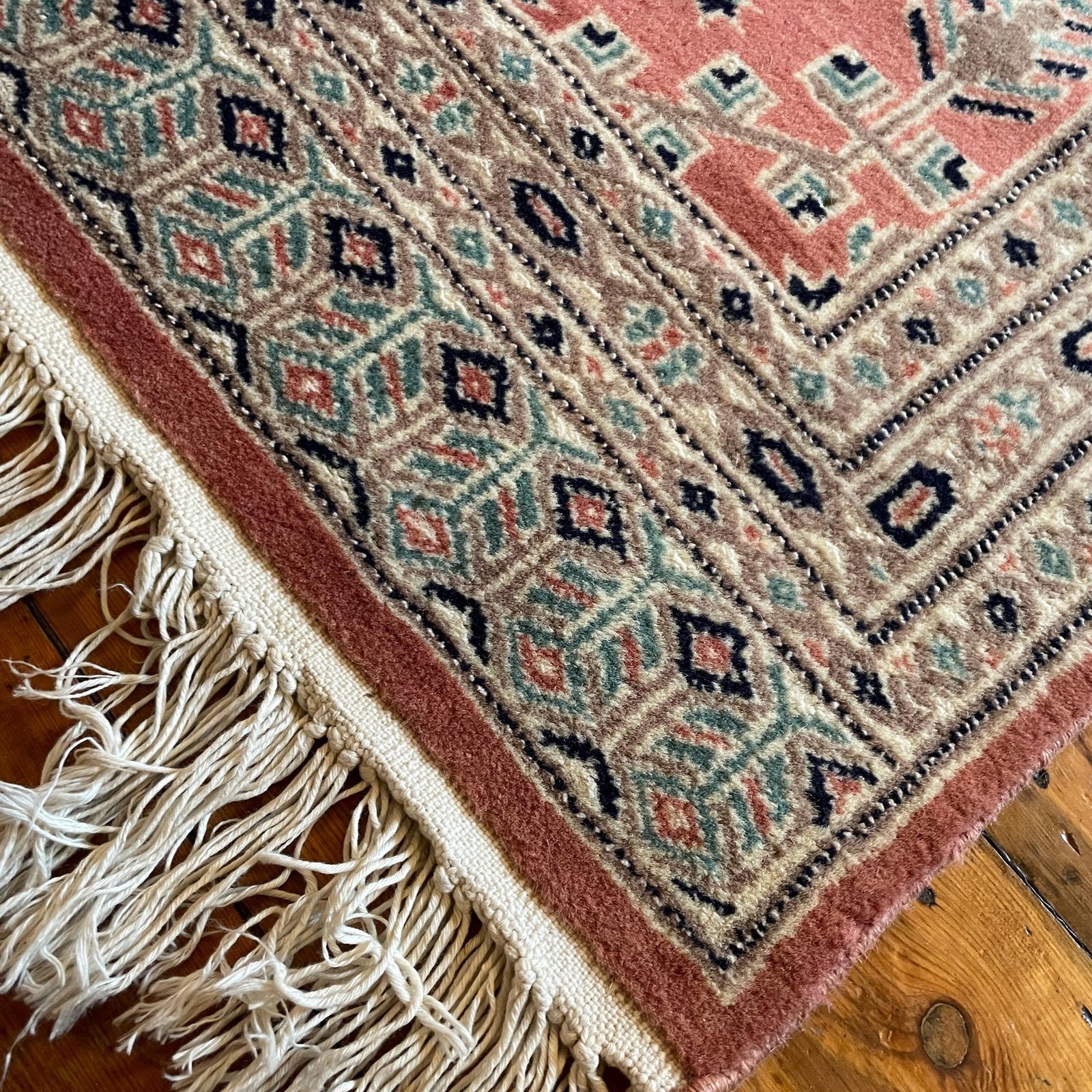 Antique Woven Rug Carpet Mat Rectangle Wool Vintage Pattern Bokhara Woven Floor Mat Handmade Textile Patterned Pattern 97x180cm Pink Blue photo for sale