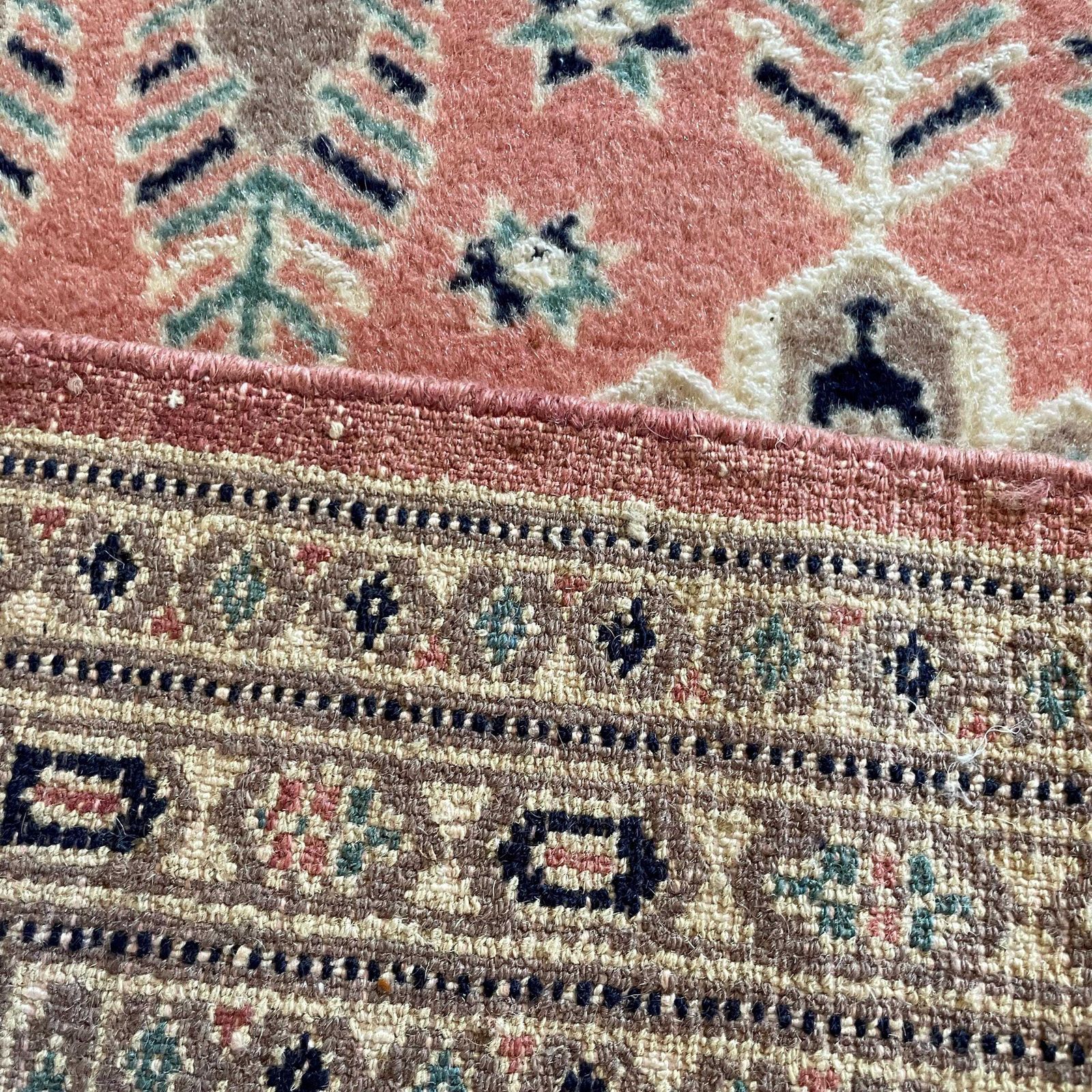 Antique Woven Rug Carpet Mat Rectangle Wool Vintage Pattern Bokhara Woven Floor Mat Handmade Textile Patterned Pattern 97x180cm Pink Blue photo vintage