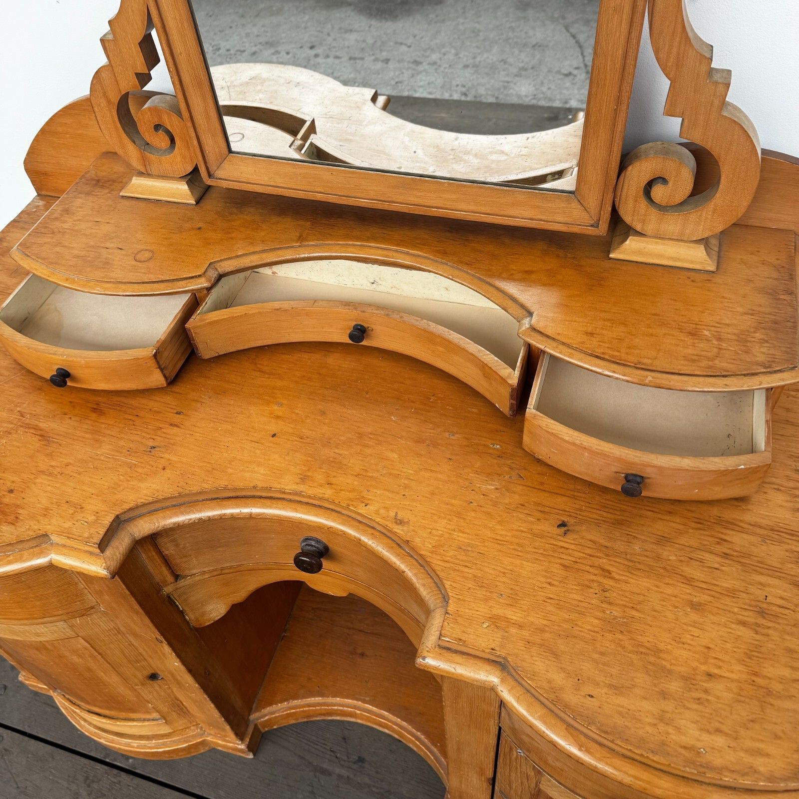 High Quality Rare Antique Victorian Pine Washstand With Mirror photo vinterior