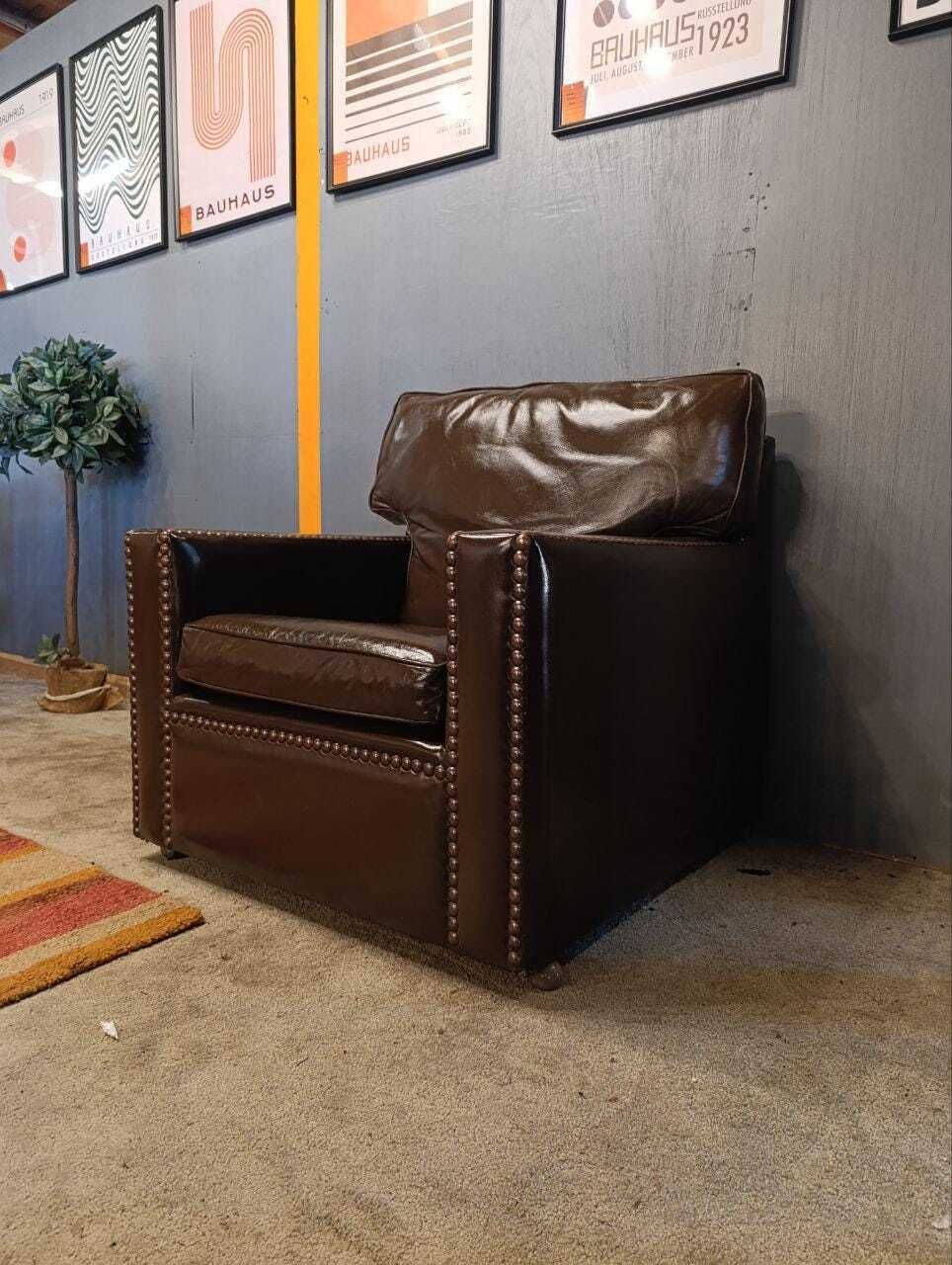Vintage Restored Leather Armchair   Handmade In Chelsea Bordeaux photo Furniture