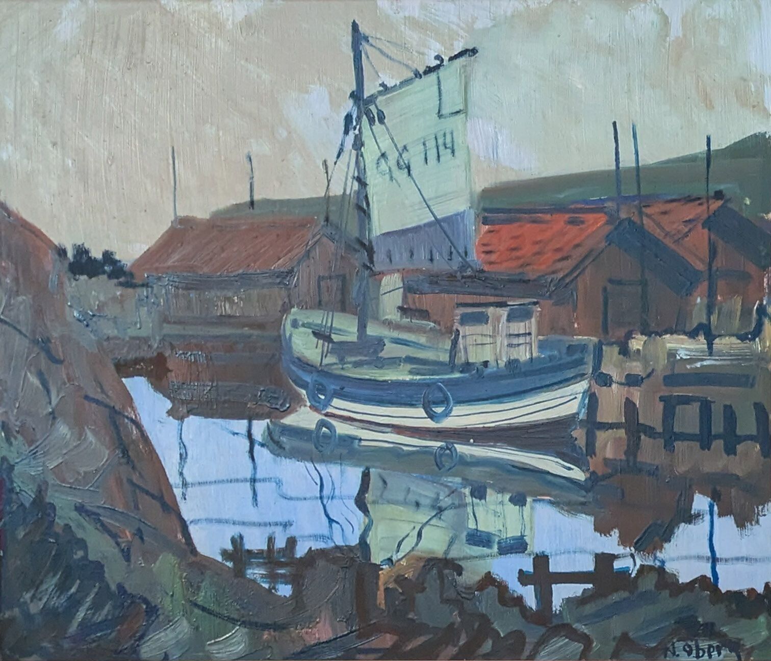 20th Century Swedish School 'Creek Mooring' photo furniture