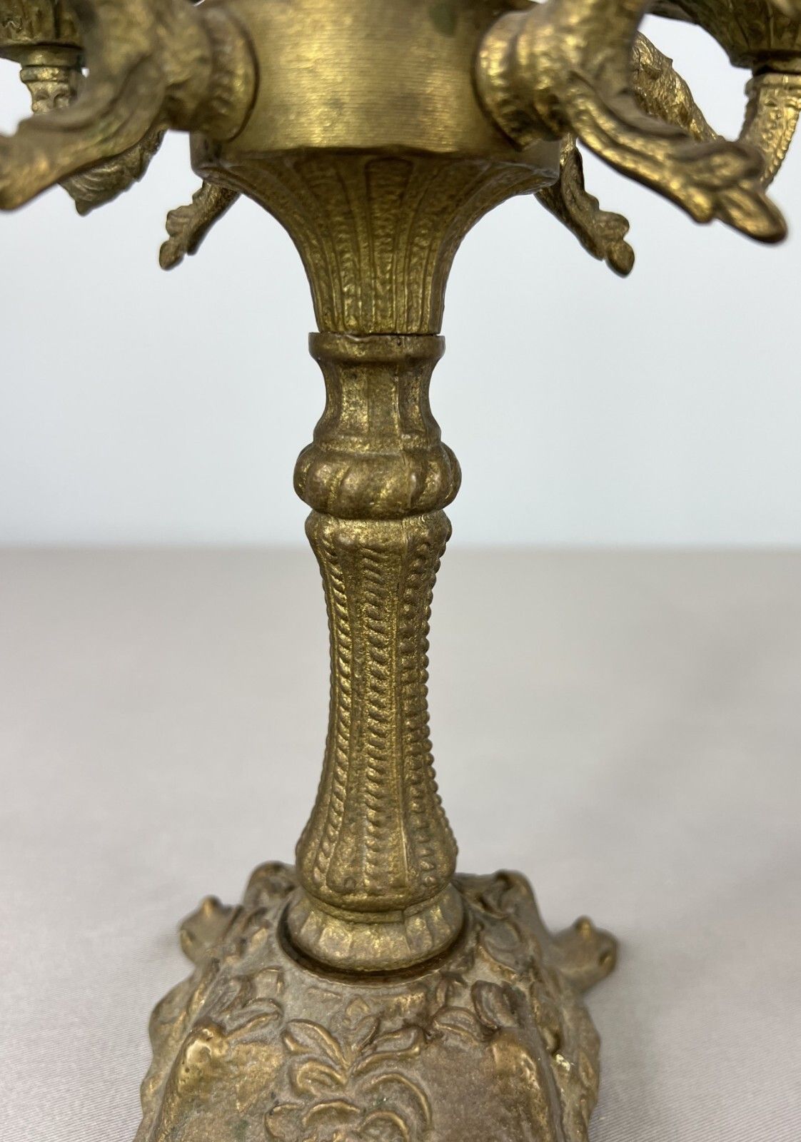 Antique French Brass Candelabra – Ornate 5 Arm Candle Holder (Lot 3604) photo for sale