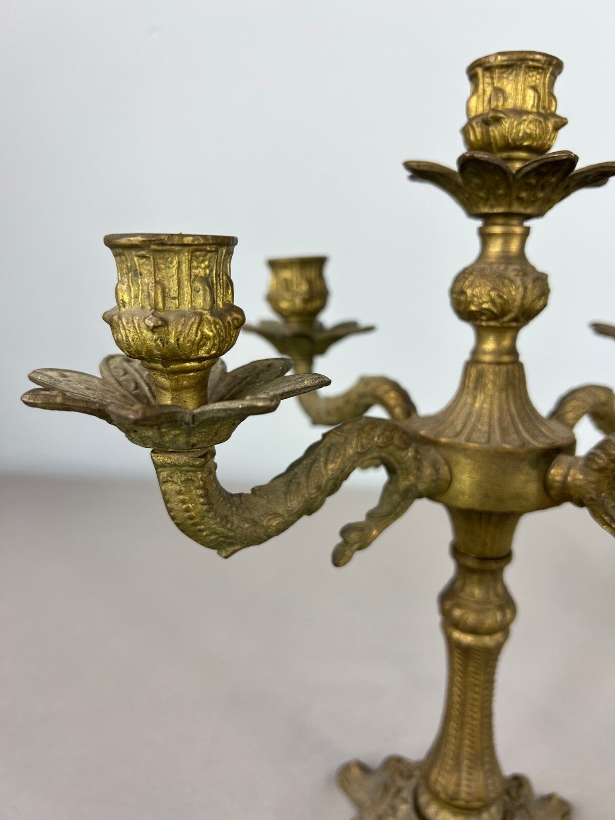Antique French Brass Candelabra – Ornate 5 Arm Candle Holder (Lot 3604) photo Home Decor