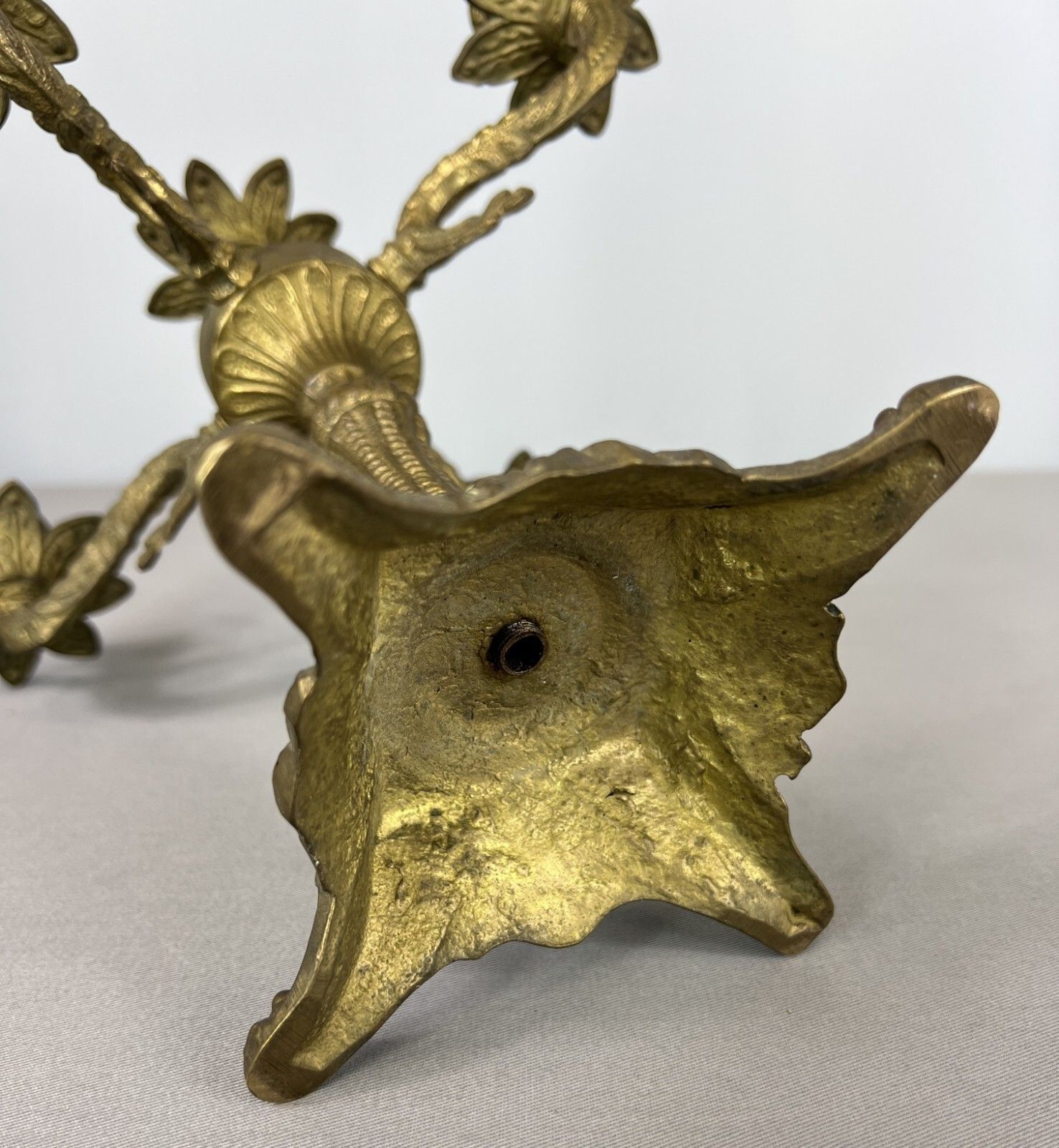 photo for sale Antique French Brass Candelabra – Ornate 5 Arm Candle Holder (Lot 3604)