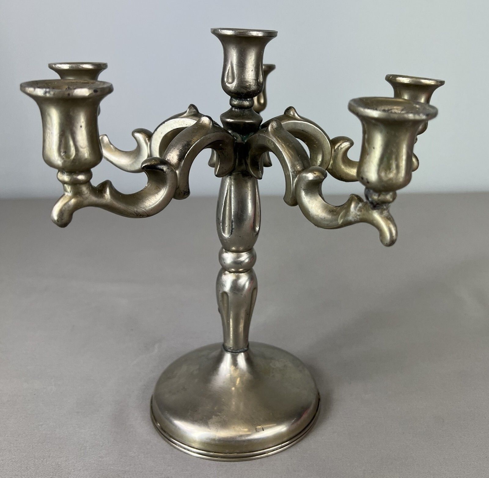 Antique Silver Plated 6 Arm Candelabra – Classic Baroque Style (Lot 3607) photo furniture