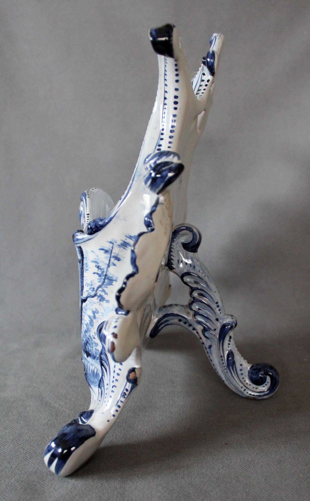 Large 19th Century Delft Ceramic Enamel Letter Holder, Blue And White, Hand Painted, Signed, Bagpipe Musician Windmill Country Landscape photo buy