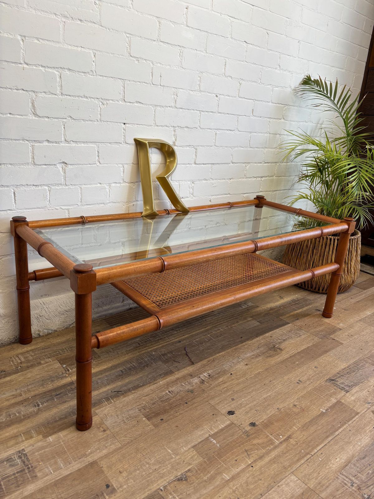 G Plan Coffee Table 1970s Mid Century Bamboo And Glass photo 345.0
