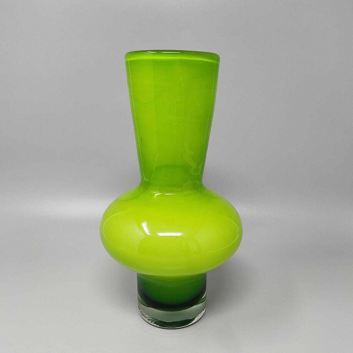 1970s Gorgeous Green Vase By Ind. Vetraria Valdarnese. Made In Italy photo for sale