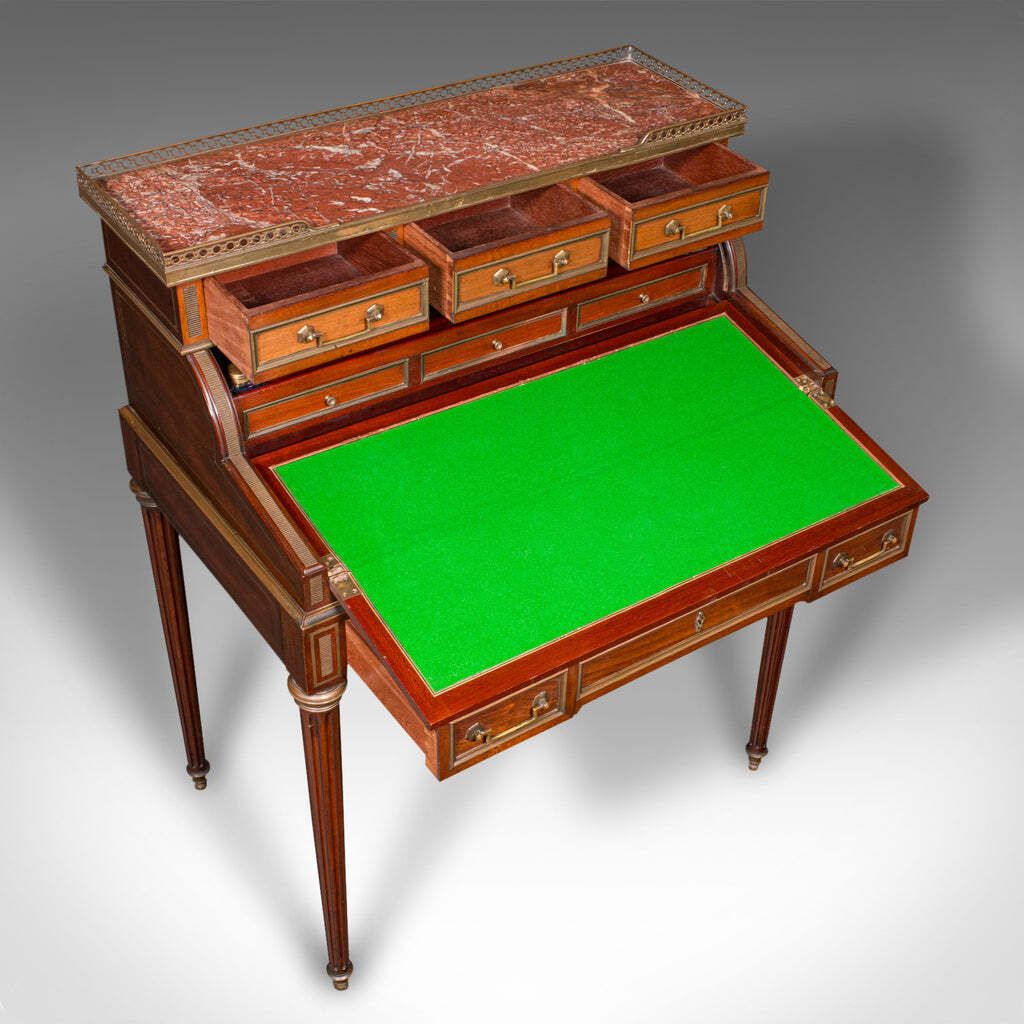 photo for sale Antique Lady's Writing Desk, French, Marble, Roll Top Bureaux, Victorian, C.1850