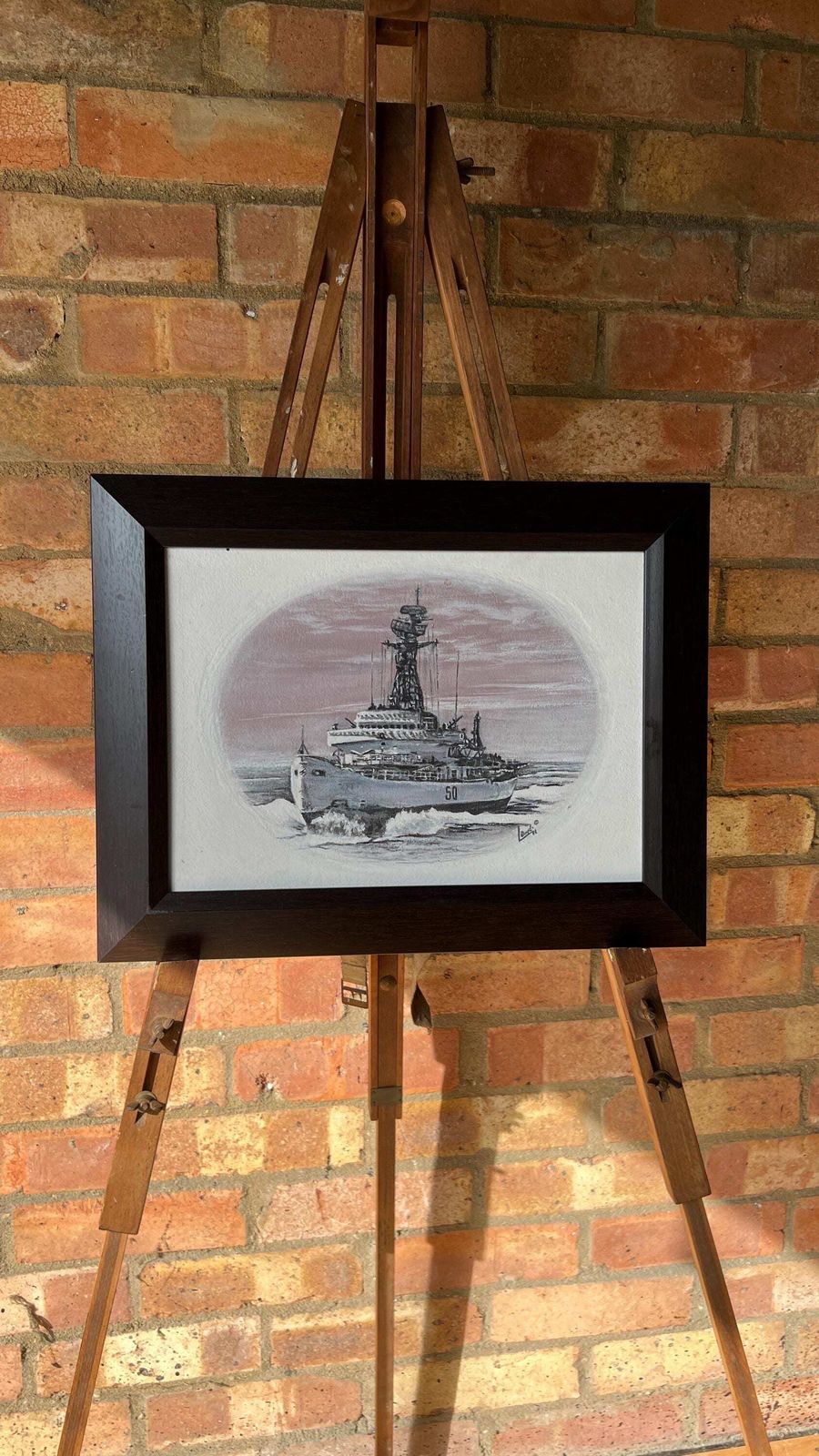 Framed & Signed Hmcs Labrador Painting By Len Boyd – Acrylic Maritime Artwork