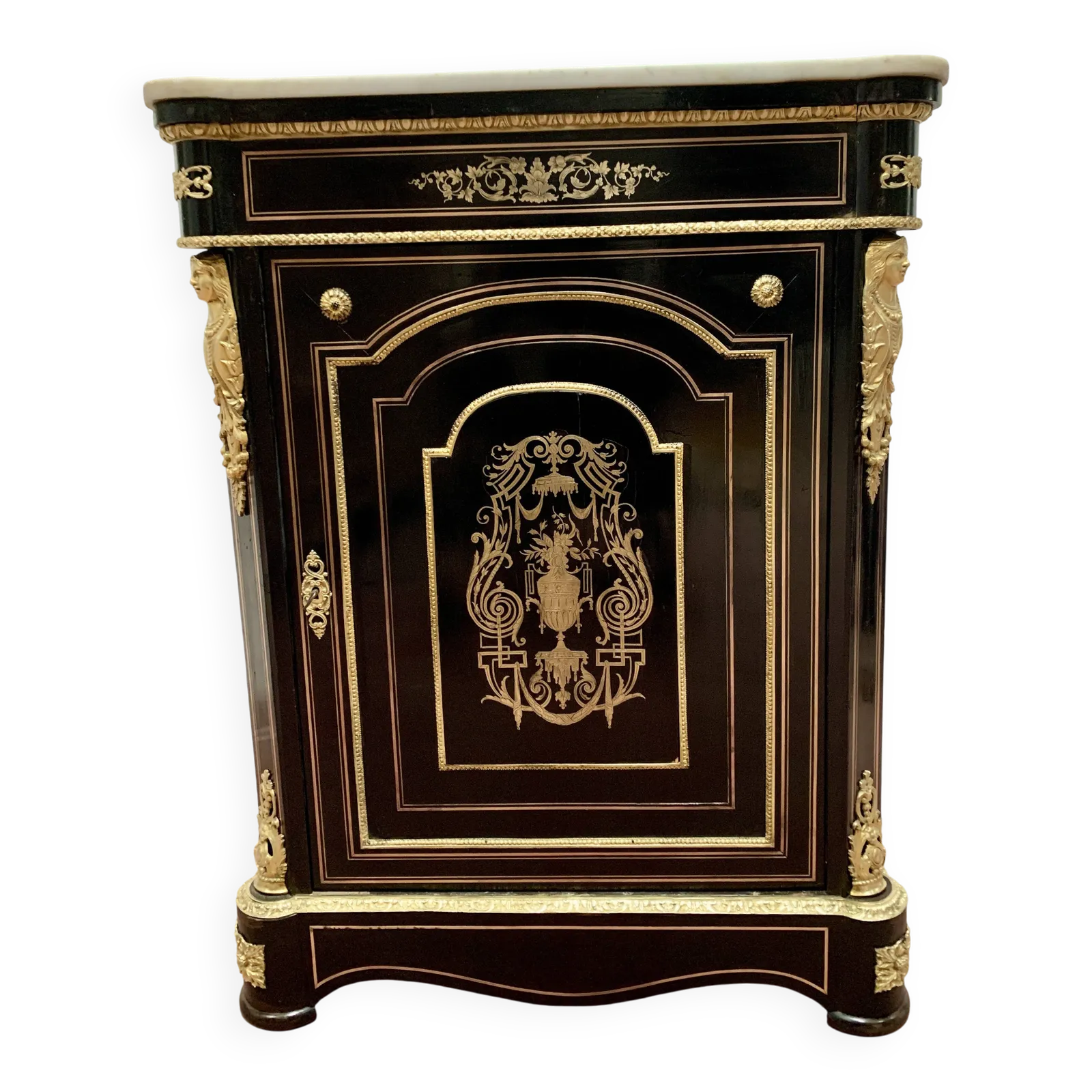 Napoleon III Wood And Brass Marquetry Sideboard 19th Century