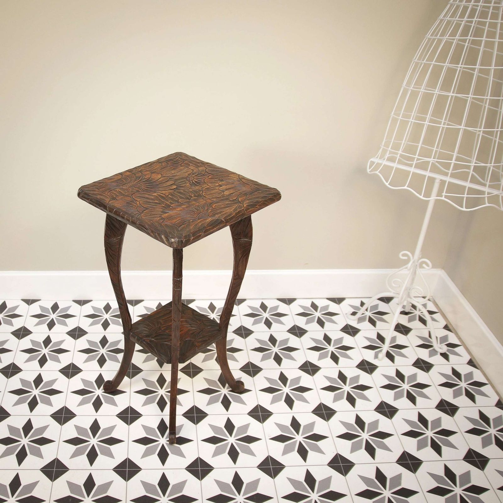Liberty And Co Side Table Japanese Hand Carved Wood With Two Tiers