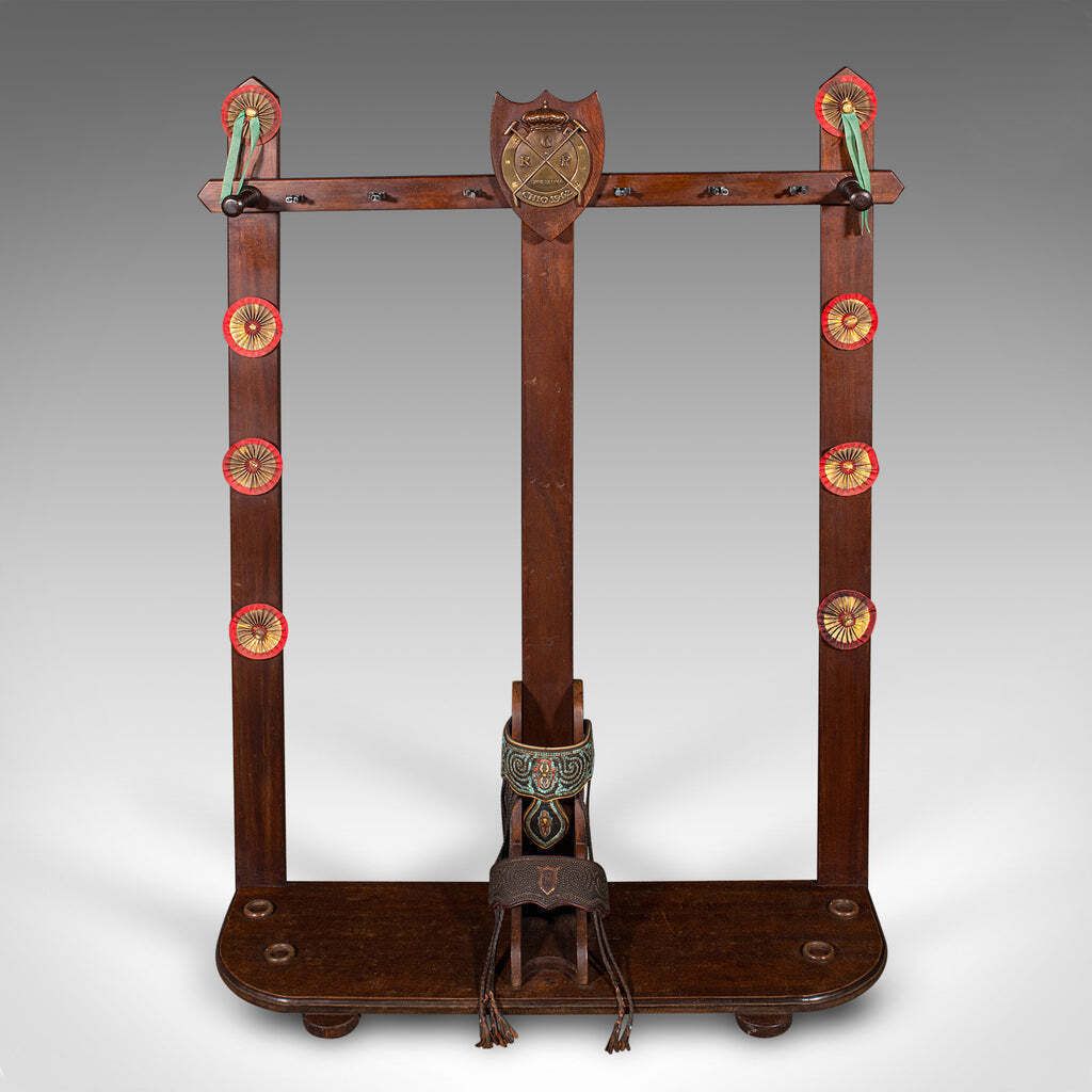 Vintage Barcelona Polo Mallet Stand, Spanish, Oak, Tack, Coat Rack, Mid Century photo furniture