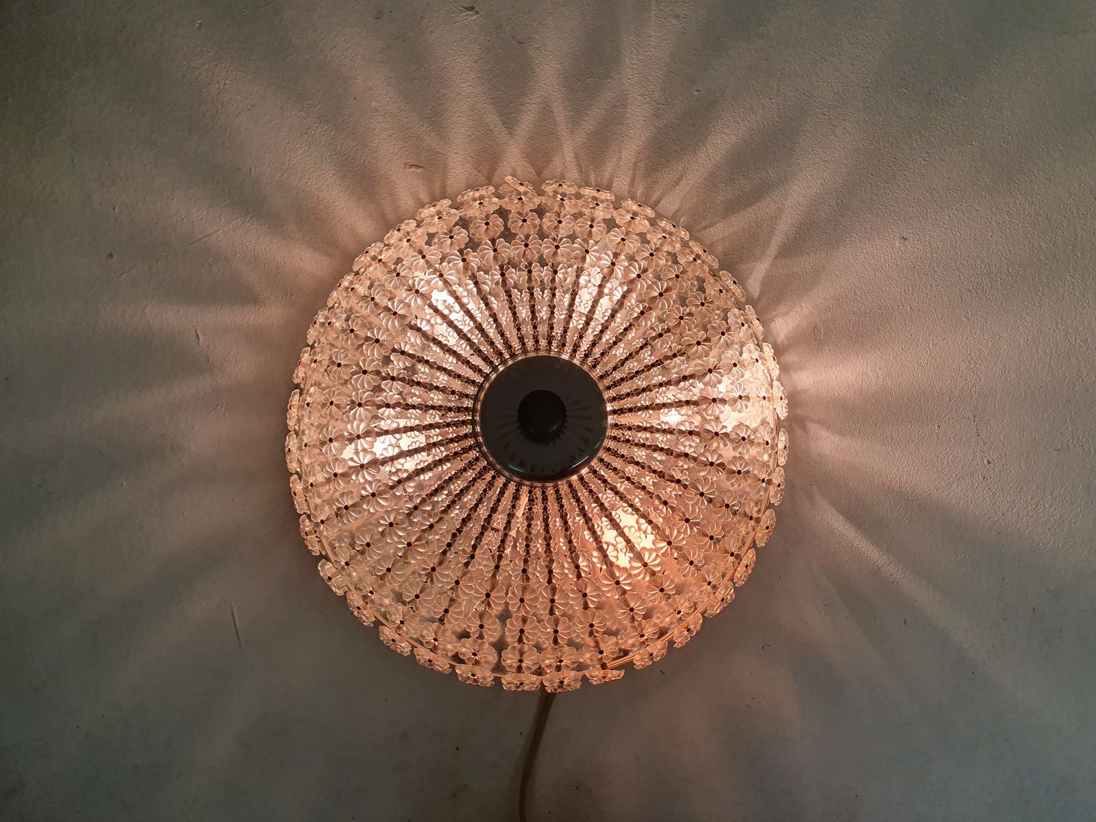 Mid Century Plafondlamp Met Glazen Bloemen, Frankrijk, Jaren 1960 photo Verlichting