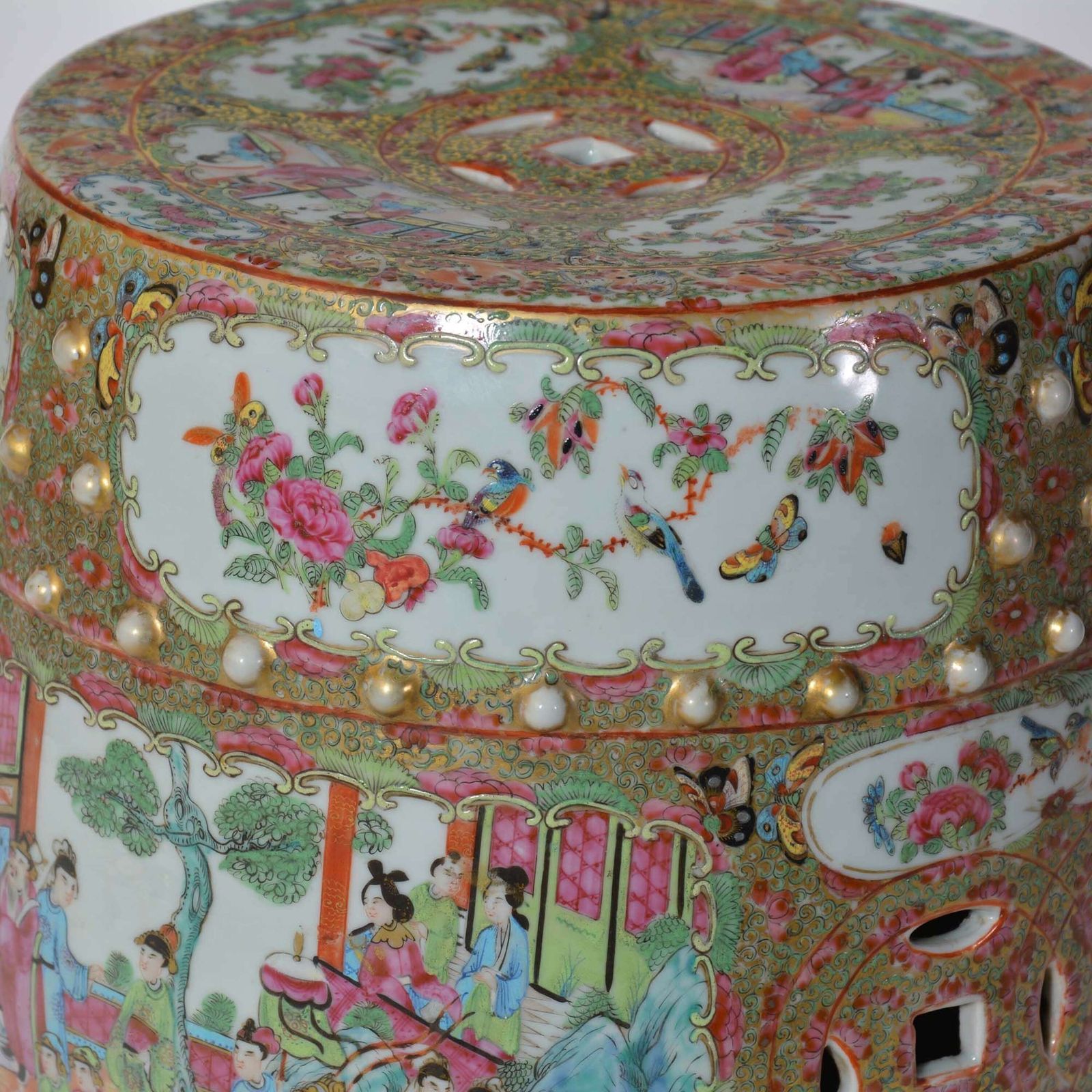 19th Century Chinese Canton Famille Rose Porcelain Garden Seat photo vintage