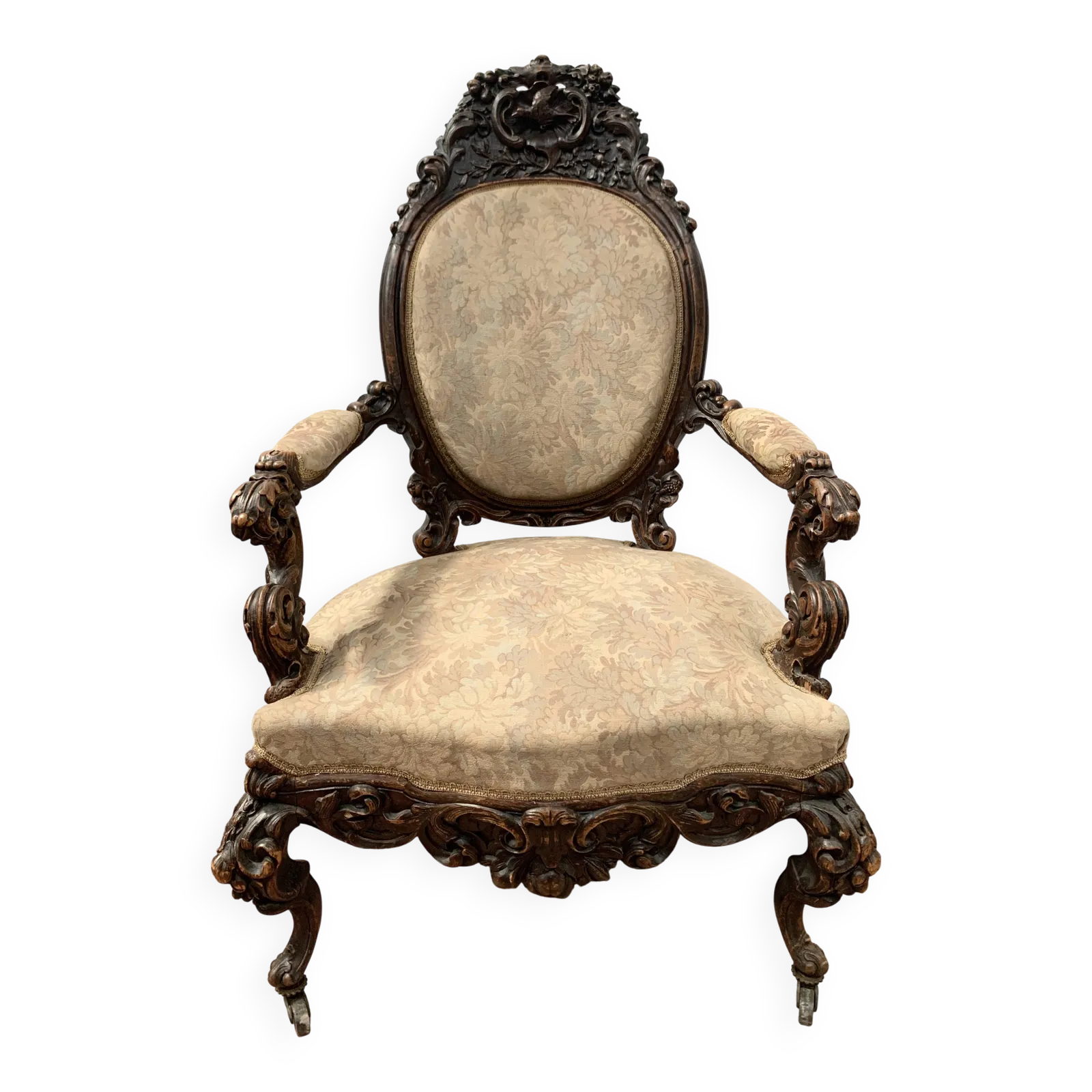 Richly Carved Napoleon III Ceremonial Armchair