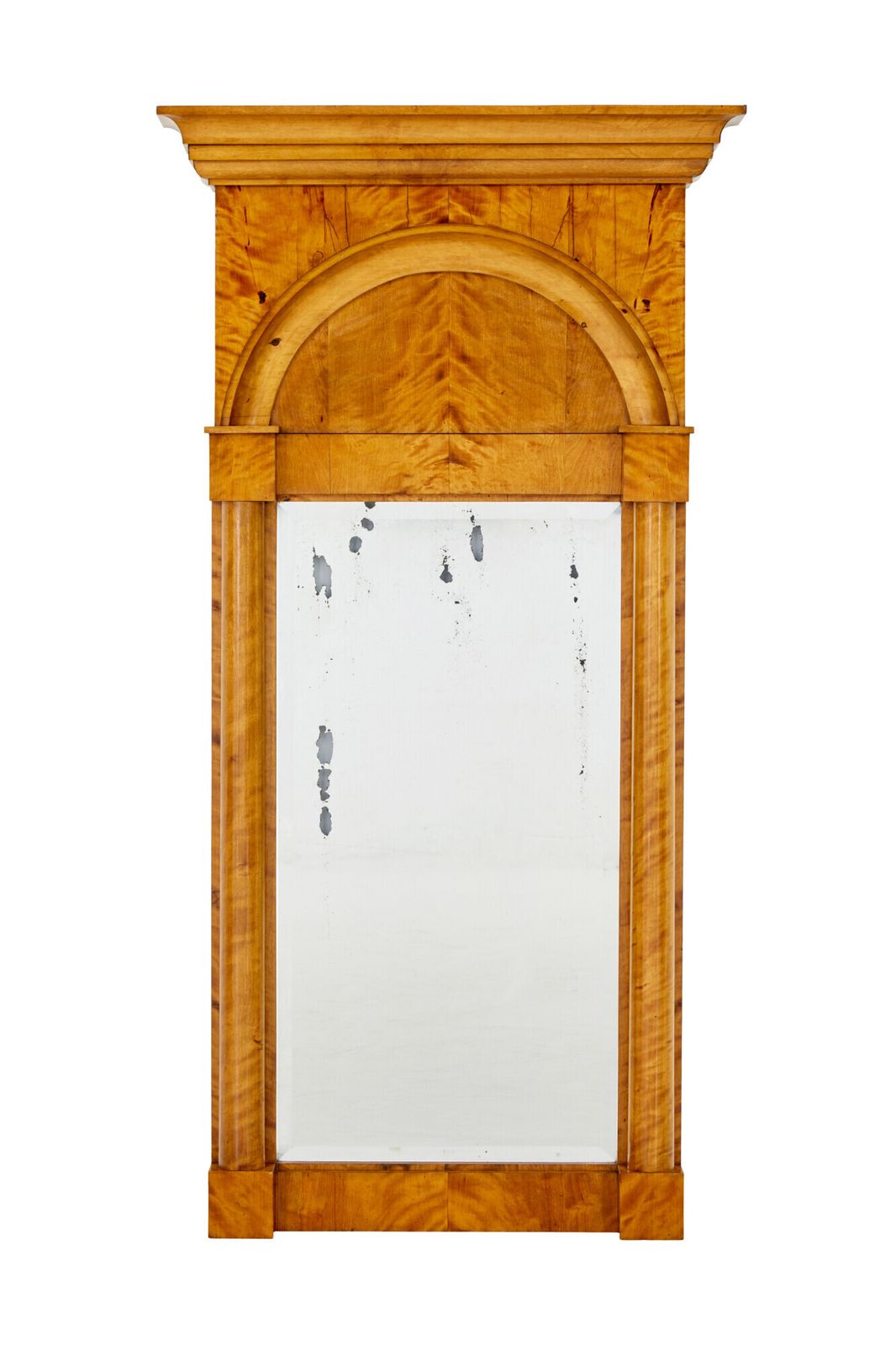 19th Century Swedish Empire Revival Birch Pier Mirror