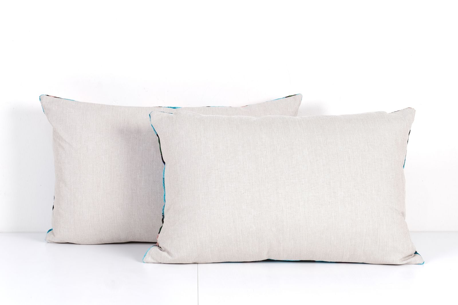 Geometric Silk Velvet Pillow Cover – Set Of Two Blue, Orange, And Pink Pattern Cushion Cover photo furniture