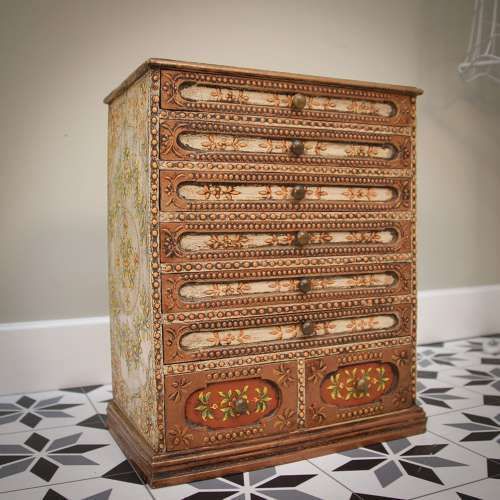 Indian Hand Crafted And Hand Decorated Wooden Spice Cabinet Chest