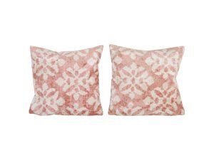 Handwoven Dusty Pink Ikat Cushions   Set Of Two Floral Velvet Pillows For Sophisticated Decor