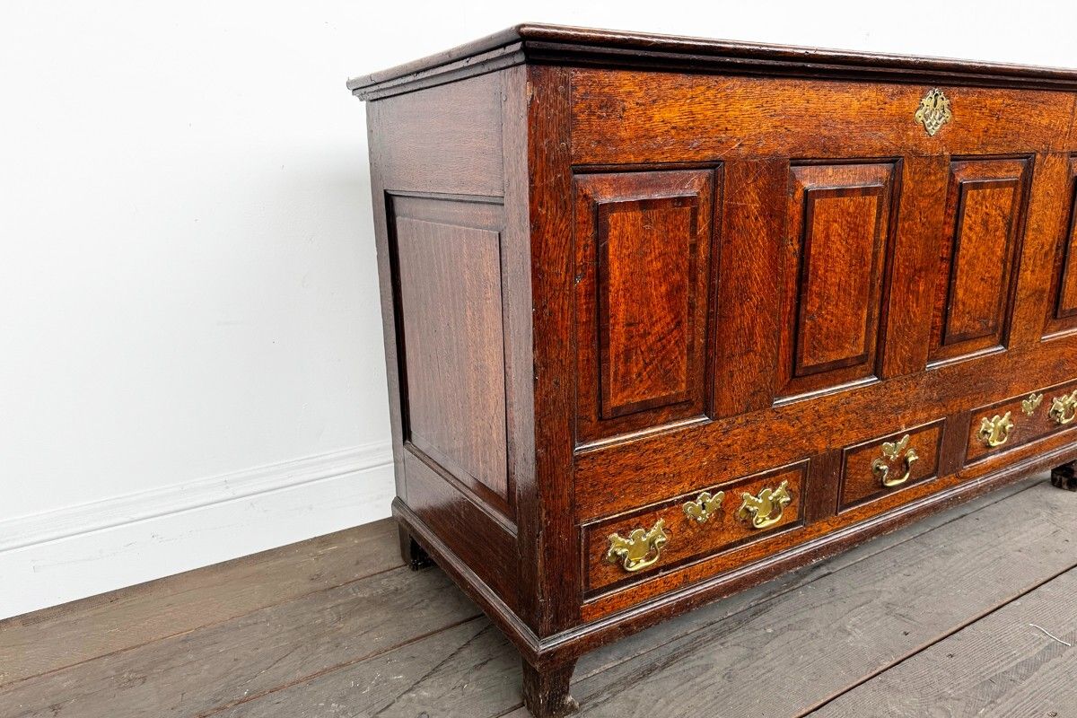 Antique 18th Century Georgian Oak Crossbanded Mule Chest photo Furniture