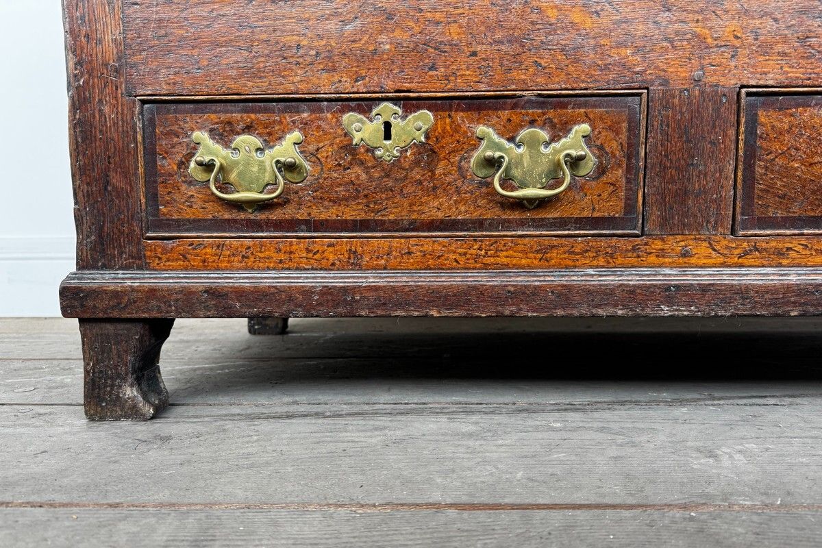 photo for sale Antique 18th Century Georgian Oak Crossbanded Mule Chest