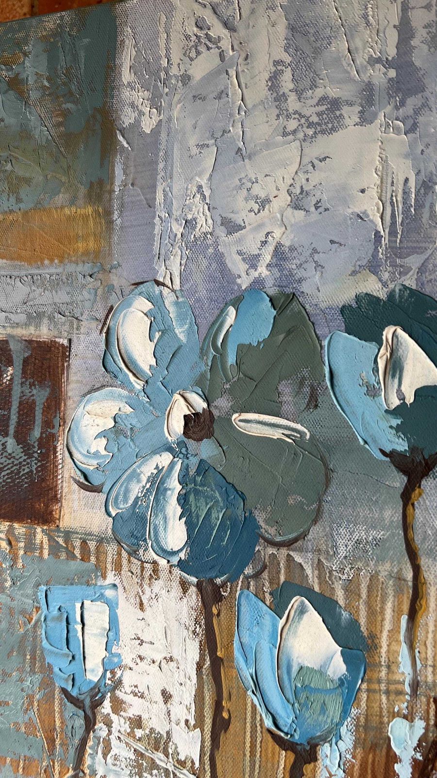 Contemporary Abstract Oil Painting On Canvas – Textured Floral Artwork photo 179.0