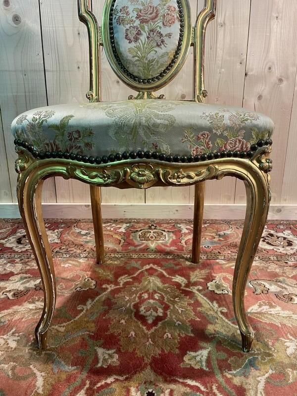 Suite De 4 Chaises En Bois Doré Napoléon III photo for sale
