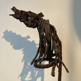 Horse Head Sculpture, 1970s, Vintage photo for sale