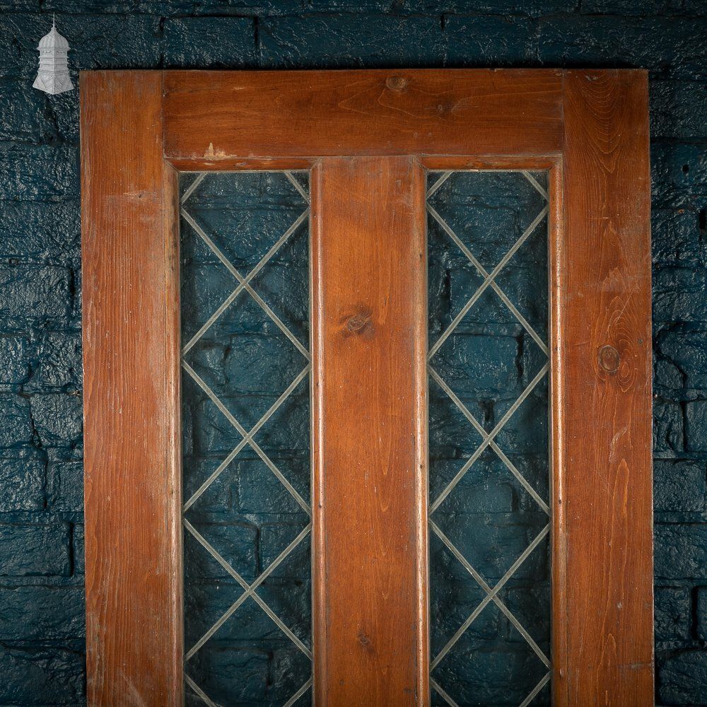 photo for sale Half Glazed Door – Diamond Pattern Leaded Glass, Moulded Panels