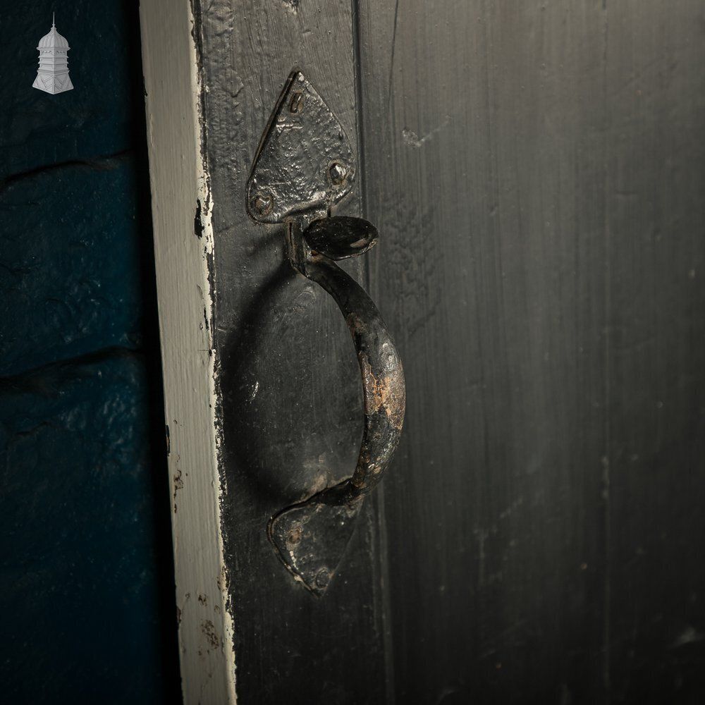 Reclaimed 4 Panel Door – Distressed White & Black Paint, Suffolk Latch. photo 270.0