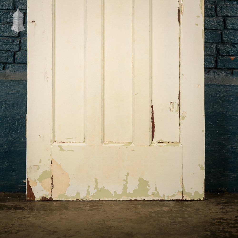 1930s 4 Panel Door – Distressed White, Beehive Handles, Original Locks & Hinges photo Home Fixtures