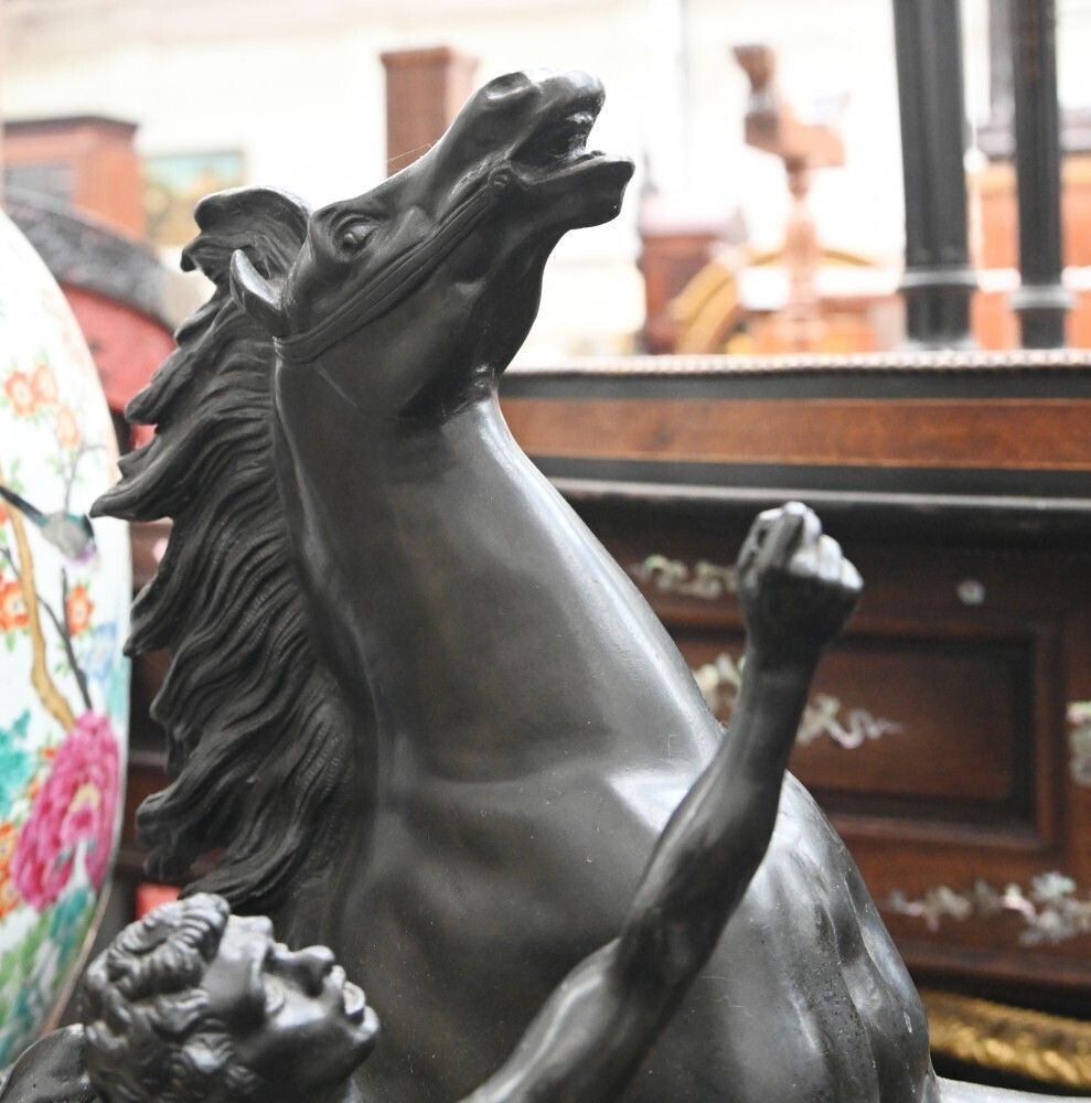 Antique Bronze Marley Horse Statue Boulle Pedestal Base photo 4500.0