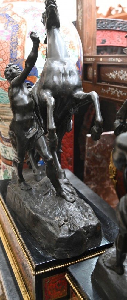 photo for sale Antique Bronze Marley Horse Statue Boulle Pedestal Base