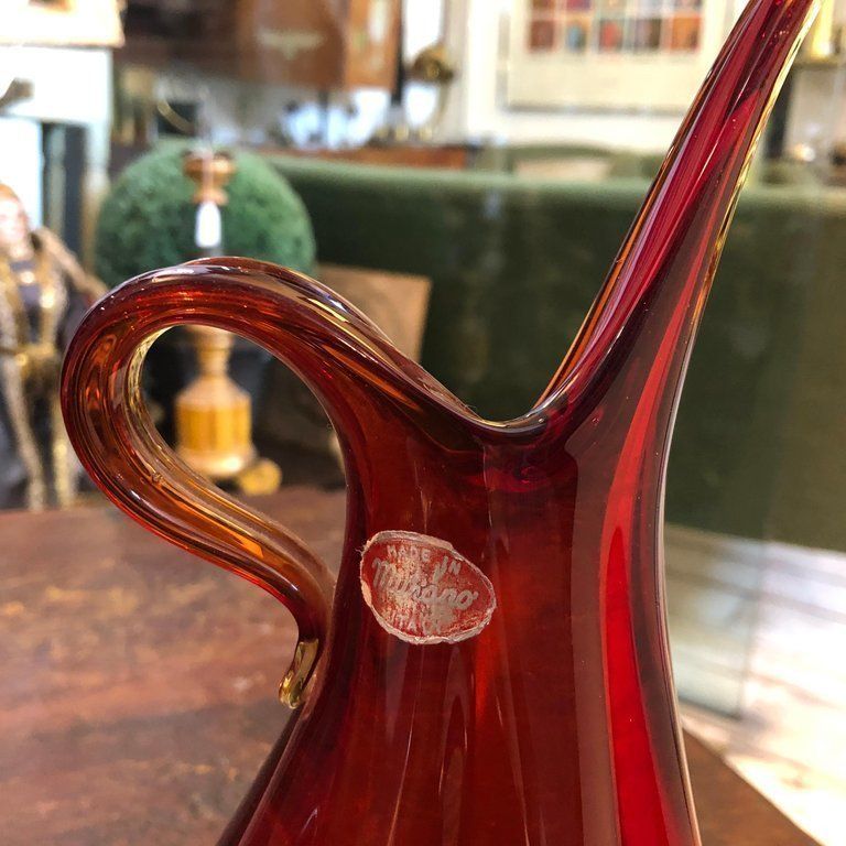 Mid Century Modern Italian Sommerso Red Murano Glass Vase, 1960 photo Home Decor