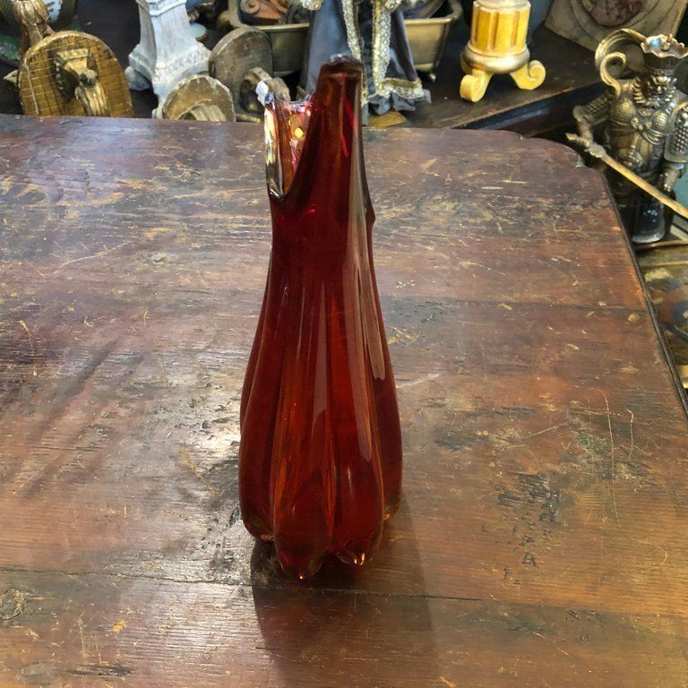 Mid Century Modern Italian Sommerso Red Murano Glass Vase, 1960 photo buy