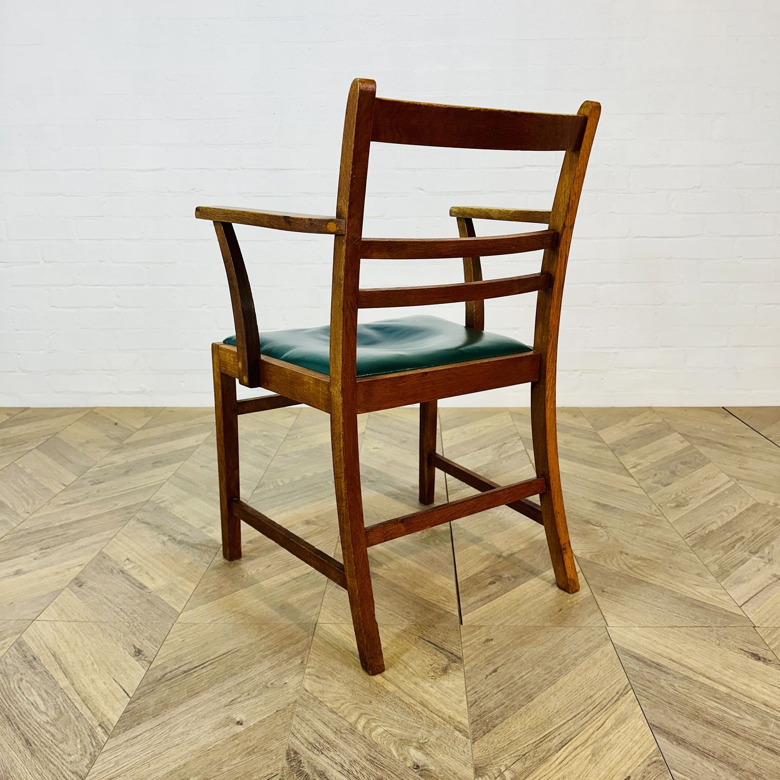 Mid Century Oak + Leather Former Clerks Chair, Stamped 1952 photo buy