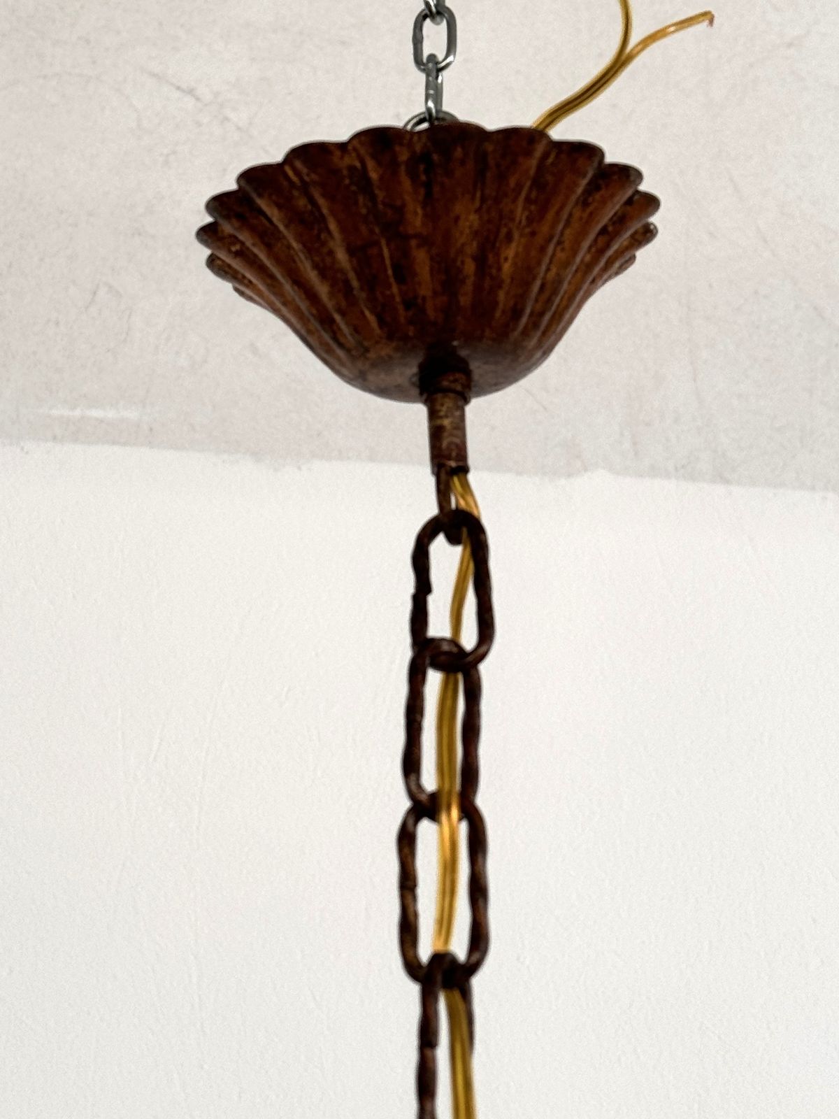 Italian Mid Century Murano Glass Gilt Chandelier With Yellow Glass Drops, 1960s photo furniture