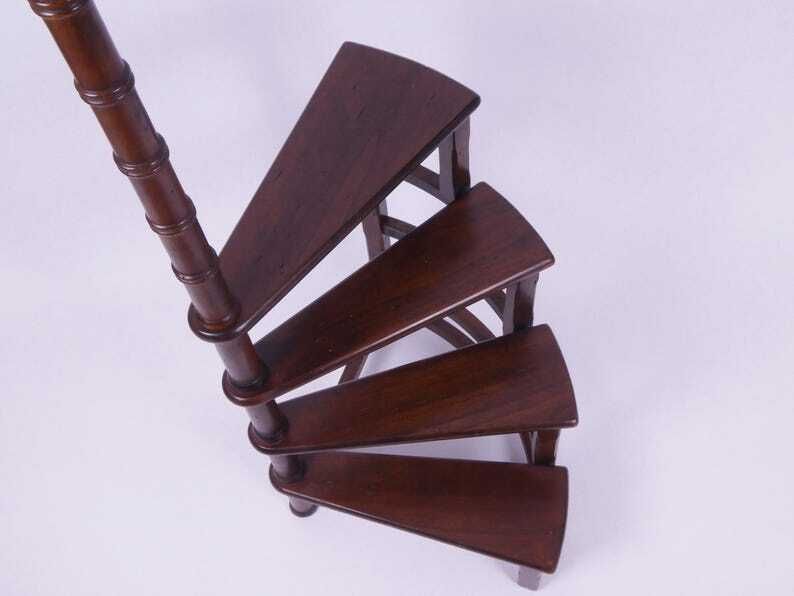 photo furniture Wooden Vintage Spiral Bookcase Ladder, Wooden Victorian Library Stairs, Large 50's Steps