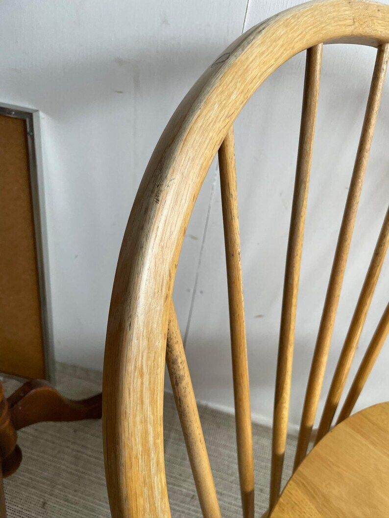Pair Of Hoop Back Lounge Dining Chairs With Large Stick Backs Ercol Style photo Furniture