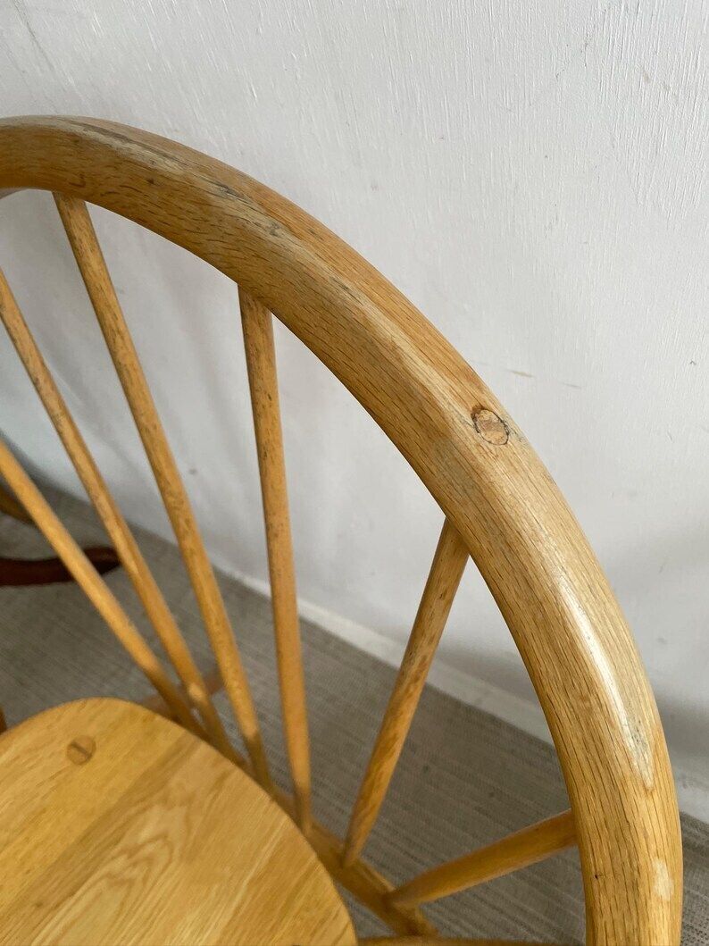 Pair Of Hoop Back Lounge Dining Chairs With Large Stick Backs Ercol Style photo buy