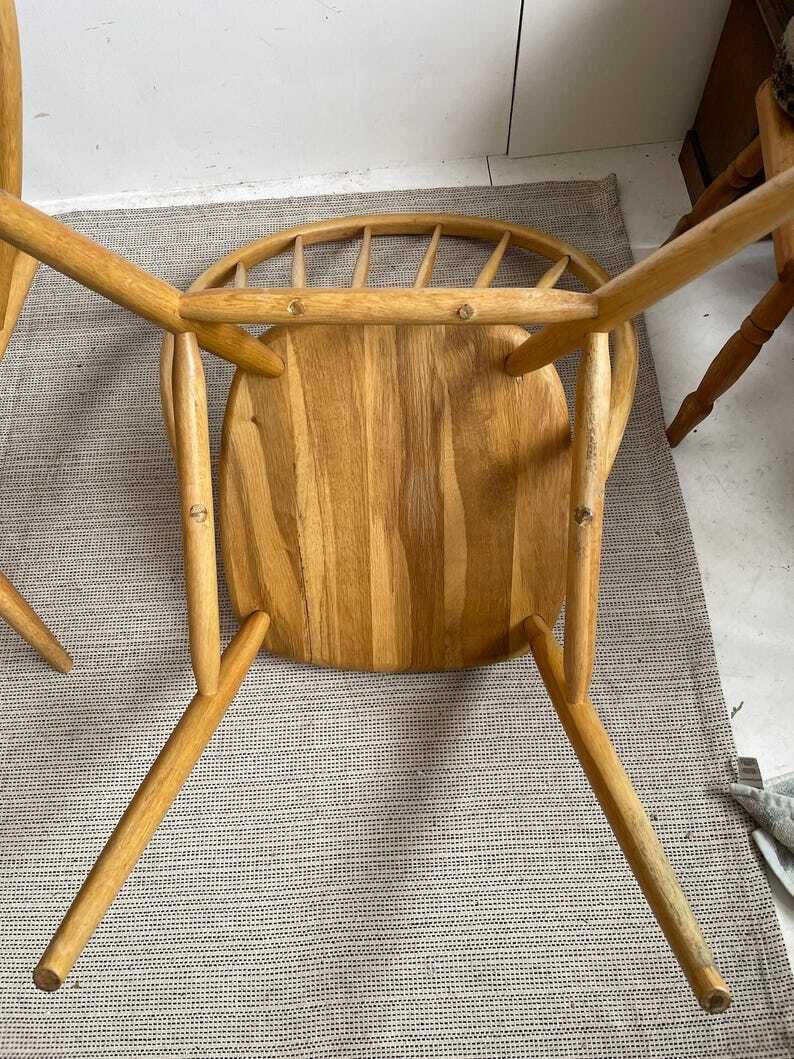photo furniture Pair Of Hoop Back Lounge Dining Chairs With Large Stick Backs Ercol Style