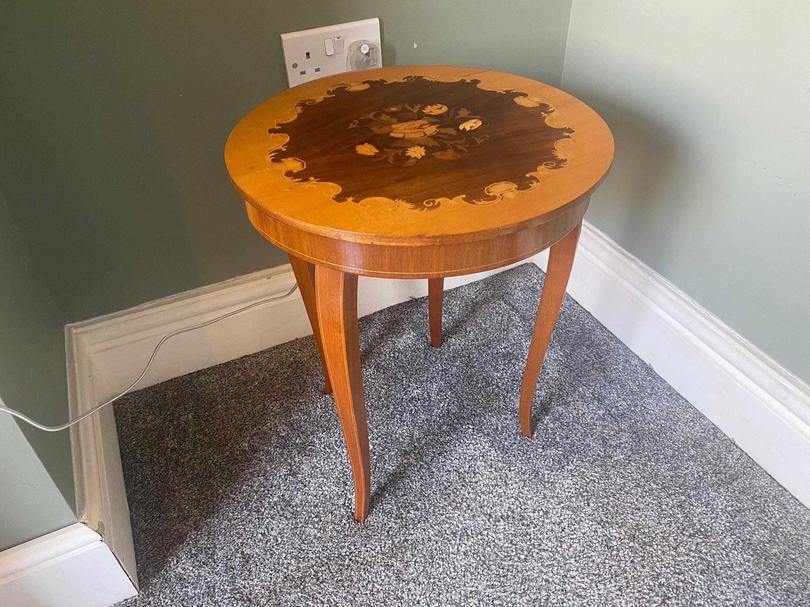 Musical Marquetry Side Table, Sewing Table,Plant Stand, Occasional Table photo for sale