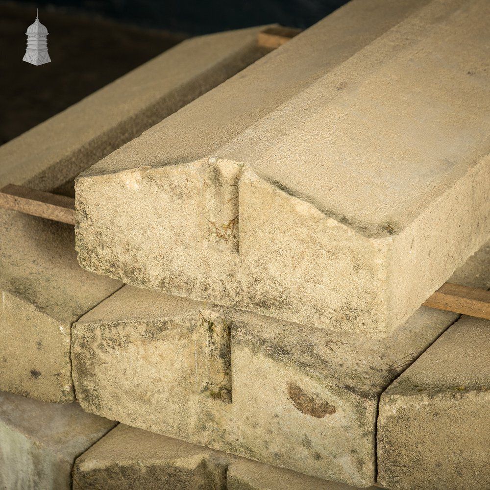 photo vintage Twice Weathered Coping, Stone Wall Top Copings   A Run Of 5.5 Metres